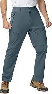 [TBMPOY] Men's Lightweight Hiking Travel Pants 5 Zip Pockets Stretch Quick Dry Work Pant Cargo Outdoor Camping Fishing