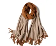 Ladies'Classic Checked Scarf With Thicker Fringed Shawl - 7