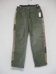 Anthropologie Women’s Wanderer Pants 27 Army Green Camo Side Stripe Bohemian