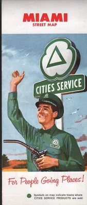 1961 Cities Service Road Map: Miami NOS