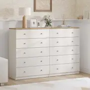 Harriet 5 Chest of Drawers Tallboy Dresser - Pine Color (Set of 2) - Spacious and Stylish Bedroom Storage