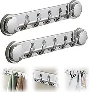 Wall Mounted Suction Cup Towel Hanger,Household Removable Bathroom Shower Hooks,Multifunctional Bathroom Wall Hooks,Hanging Clothes Coats Towels (2 Pcs)