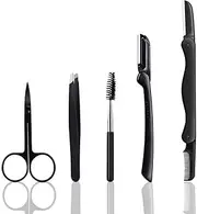 Eyebrow Razor, 5 in 1 Eyebrow Kit, Professional Eyebrow Grooming Set, Eyebrow Trimmers Set for Women and Men, Including Brow Razors Trimmer, Brush, Eyebrow Scissors, Slant Tweezers