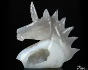 4.2" Agate Geode Carved Crystal Unicorn, Crystal Healing