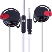 Clip On Earphones Wired - Medium, Rubber, Black, Audio Headset, Ear Hook, Game Accessory | Ergonomic Stereo Sound with Inline Microphone, Flexible Cable with Mobile Compatibility