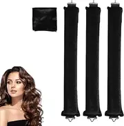 No Hot Rollers Overnight Blowout,3Pcs Heatless Hair Curler Rods,Velvet Heatless Curling No Heat Hair Curlers Overnight Curls Blowout Rod,Heatless Curling Rods Velvet Blowout Rods Flexi Rods with Turban