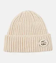 [Gucci] Gucci Double G wool-blend lamé beanie UK 6 5/8 white
