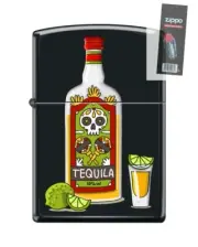 Zippo 82215 tequila bottle liquor beverage shot sugar skull Lighter + FLINT PACK