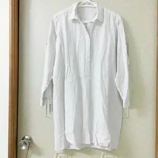 長版條紋白襯衫
