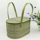 Handheld Bamboo Braided Basket Eco-friendly Foldable Storage Basket for Home