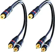 tunghey 2Pack RCA Splitter 2 Male 1 Female, RCA Y Splitter RCA Cable Audio Video Splitter Adapter Extension Cord for Subwoofer Speaker (0.5M)
