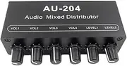 AU-204 Stereo Audio Signal Sound Mixer Board, Sound Board Headphone Driver Power Amplifiers Mixer Distributor 3.5MM Easy Install Easy to Use