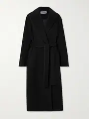 [Another Tomorrow] Another Tomorrow - Belted Double-breasted Wool Coat - Black - x large x large Black