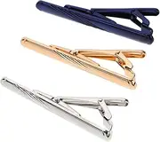 [Yardenfun] Trendy Tie Clips Tie Bar for Men Set of 3 Yellow Silver Classic and Holder Attire