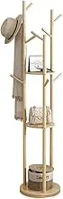 Solid Wood Coat Rack Rotary Coat Standing Tree with 3 Shelves and 9 Hooks Coat Tree Used in the Bedroom Living Room Office Entryway Coat Rack