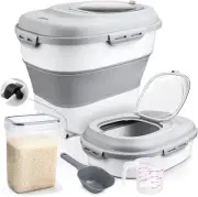 Rice Storage Bin Cereal Containers, 13-50Lb Collapsible Rice Container Dispenser