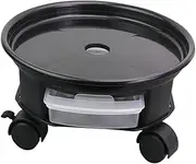 CLISPEED 33cm Round Flowerpot Base on Wheels Storage Compartment Stop Brake for