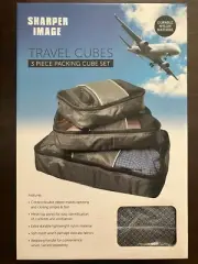 SHARPER IMAGE TRAVEL CUBES 3 PIECE PACKING CUBE SET DURABLE NYLON MATERIAL (NEW)