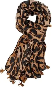 [GLSTOY] Women Leopard Scarf Scarves for Women Lightweight Spring Leopard Print Oblong Scarf Women Fall Winter Scarf Tassel Fashion Scarf for Women Big Scarf Clothing