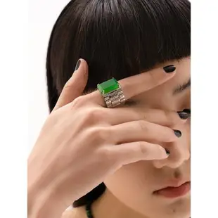 戒指鍍金小眾設計周迅綠寶石