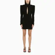 [Alessandra Rich] Black draped silk minidress 44 IT Black