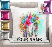 Personalised Unicorn Boho Magic Sequin Mermaid Pillow Cushion Cover 5 Colours