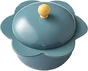 Ceramic Soup Mug, Stainless Steel Double-Wall Instant Noodle Bowl with Handle,Cute Flower Shape Soup Bowl with Lid Japanese 24oz Large Ramen Bowls (Color : Blue, Size : 720ML/24OZ)