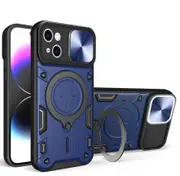 For iPhone 14 Plus Case, Magnetic Support Car Mount Magnetic Military Shell - Blue