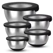 KITEISCAT Stainless Steel Mixing Bowls with Airtight Lids Set of 5, Nesting M...