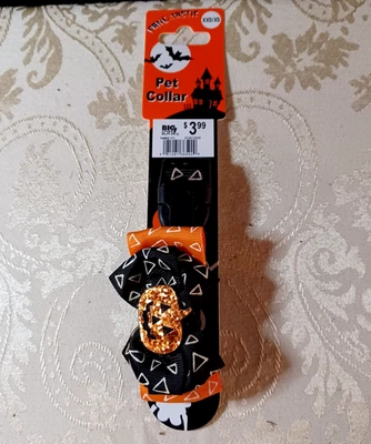 Fang-tastic Pumpkin Halloween Dog Collar - Size XS / S - 9" to 11"