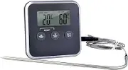 Meat Thermometers & Timers with Display Thermometer Clock Timer with Stainl Steel Probe Instant Digital Read Meat Thermometer for BBQ Meat Milk Coffee Black
