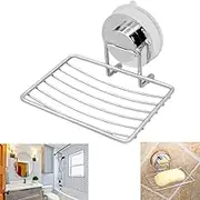 Suction Cup Soap Dish Holder, 5.1 x 3.5 inch No-Drilling Stainless Steel Soap Basket for Shower, Bathroom, Tub and Kitchen Sink