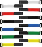 EMSea 12x 6 Colors Magic Sticker Battery Straps with Buckle 20x200mm Compatible with RC Drones