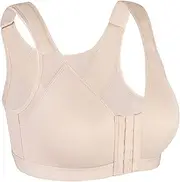 [HACI] Women's Front Closure Posture Bra Full Coverage Back Support Wireless Comfy