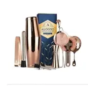 Cocktail Shaker Mixology Bartender Kit Rose Gold Copper SS Accessories 10 Pc Bar