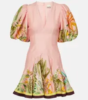 [Alemais] Alémais Papaya linen-blend minidress UK 6 pink