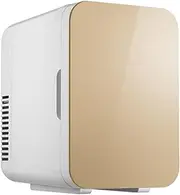 6L Mini Refrigerator, Ac/dc Thermoelectric Cooler, Cooling Fan, Portable Carrying Handle, Skin Care Drinks, Personal Refrigerator for Office Dormitory gold