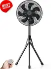 12" Oscillating Floor Fan Remote Control Timer 4 Speeds Battery Quiet Adjustable