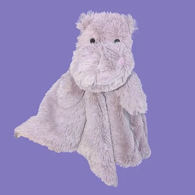 OOBLES Hippo Baby Security Blanket Purple Plush Lovey Fluffy Rattle NEW
