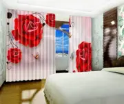 3D Red Flower 6 Blockout Photo Curtain Print Curtains Drapes Fabric Window AU