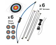 Longbow Set 36" Junior Kids 10-12 lb Pack Right /Left Hand [Colour: Blue 6 Arrows]