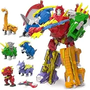 Wenbeier Dinosaur Turn Into Robot Toys/6 in 1 Action Figures Take Apart Dinosaur Toys for Boys & Girls Ages 6-12