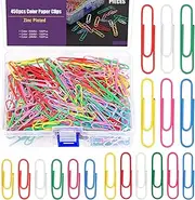 Swpeet 450Pcs 1.1/1.3/2 Inch Coloured Paper Clips Assorted Sizes Small, Medium and Large, Coated Metal Paper Clips Reusable Big Paper Clips Ideal for Office School Document Organizing