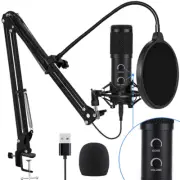 Upgraded USB Condenser Microphone for Computer, Great Gaming, Black