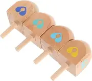 Natural Wooden Dreidel Top for Kids 4 Pack Handmade Spinning Toy for Hanukkah Present Sensory Activity