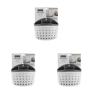 3x Boxsweden 2-Section Tap Mount 14cm Sink Caddy Storage Organiser White/Grey