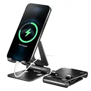 Cell Phone Stand Holder, Fully Foldable, Adjustable Desktop Phone Holder Cradle Dock Compatible with All Cell Phone Model iPhone Samsung Galaxy Nintendo Switch
