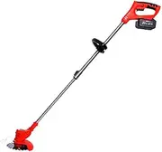 [FREEZYMAN] Cordless Lawn Mower with 21V Battery, Charger and 5 Plastic Blades Including Adjustable Head 80°, 20cm Cutting Path and Telescopic Handle Lithium ion Battery