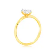 Luminesce Lab Grown Certified 1 Carat Marquise Diamond Engagement Ring in 18ct Yellow Gold, N