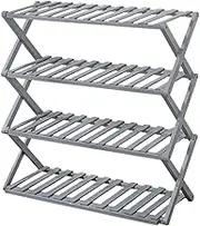 Four layer Shoe Rack Organizer with Large Capacity and Foldable Design for Space Saving Grey (68cm/26.8inch)